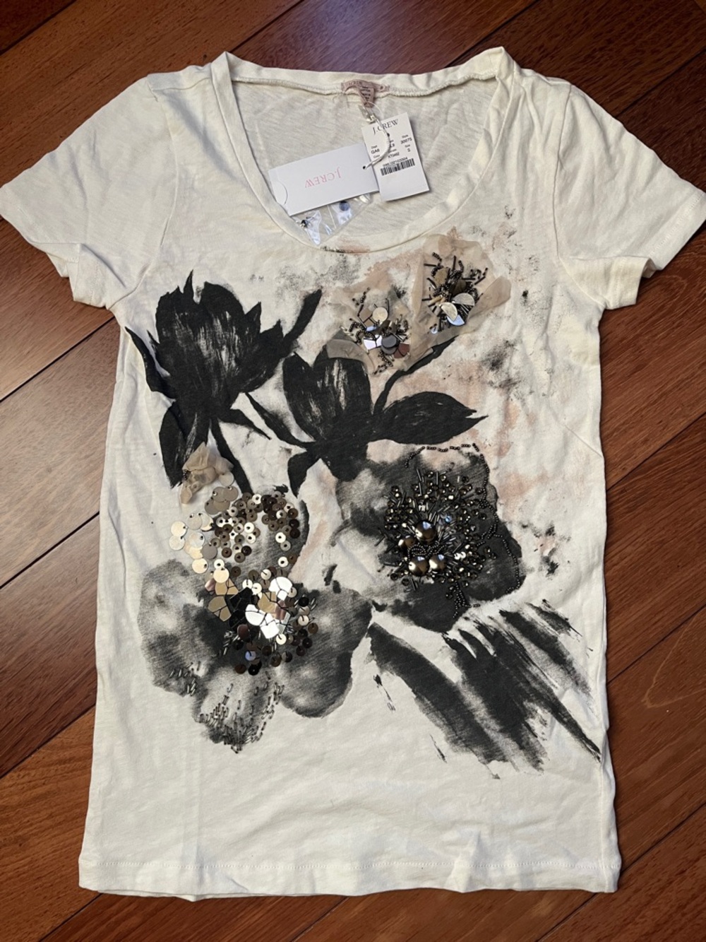 NWT J. Crew Embellished Sequin Tee Shirt